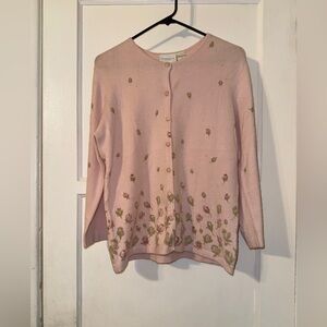 Liz Claiborne Light pink Floral Cardigan Sz medium